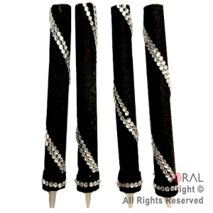 BENGALA CON STRASS NEGRO Y CRISTAL X 4